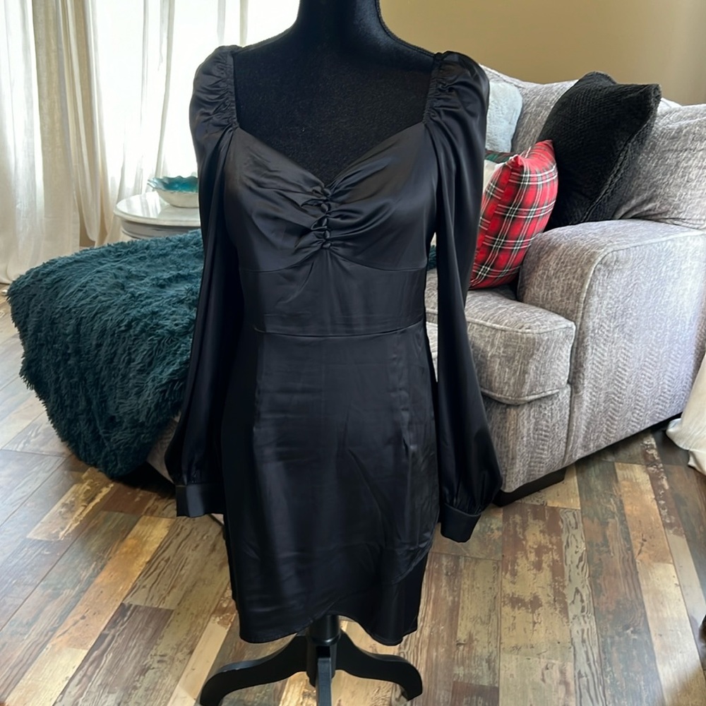 Black silky formal dress